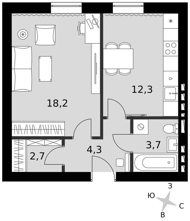 1-BD Apartment Sale, 40.3平方米 at Park Aprel, ulitsa Park Aprel, 1, Aprelevka, Naro-Fominskiy City District, Moscow Region, Russia #1 1-BD Apartment Sale, 40.3平方米 at Park Aprel, ulitsa Park Aprel, 1, Aprelevka, Naro-Fominskiy City District, Moscow Region, Russia #1