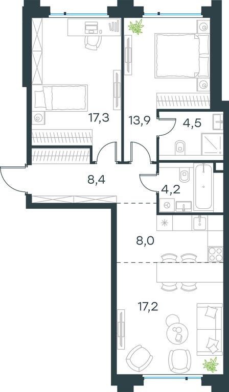 2-BD Apartment Sale, 73.5平方米 at Level Baumanskaya, Bolshaya Pochtovaya Street, 18, Moscow, Russia #1 2-BD Apartment Sale, 73.5平方米 at Level Baumanskaya, Bolshaya Pochtovaya Street, 18, Moscow, Russia #1
