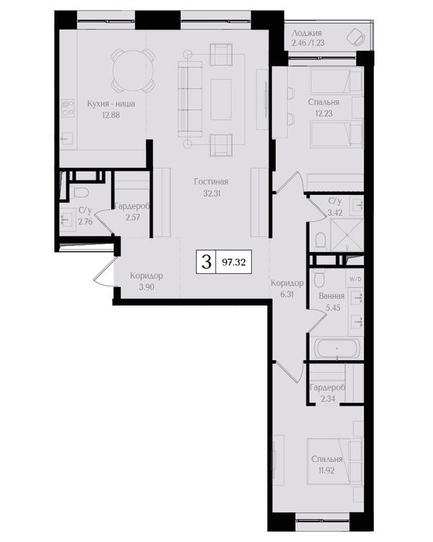 3-BD Apartment Sale, 97.4 sq. m. at Preobrazhenskaya ploschad, 1st Bukhvostova Street, Moscow, Russia #1 3-BD Apartment Sale, 97.4 sq. m. at Preobrazhenskaya ploschad, 1st Bukhvostova Street, Moscow, Russia #1