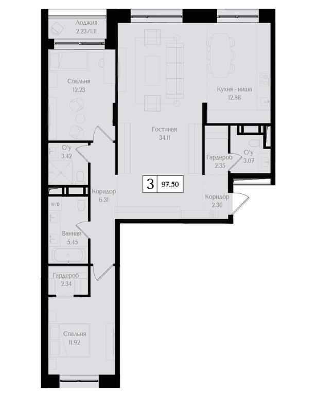 2-BD Apartment Sale, 97.6 sq. m. at Preobrazhenskaya ploschad, 1st Bukhvostova Street, Moscow, Russia #1