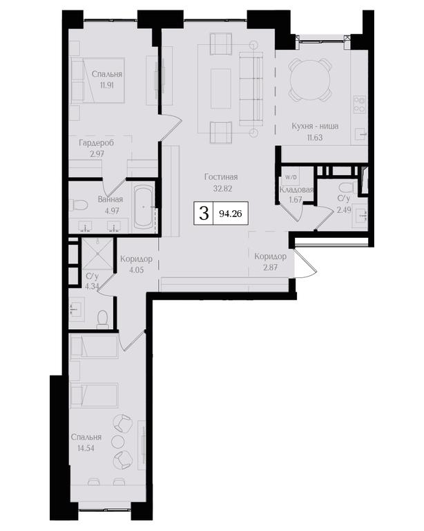 3-BD Apartment Sale, 94.3 sq. m. at Preobrazhenskaya ploschad, 1st Bukhvostova Street, Moscow, Russia #1