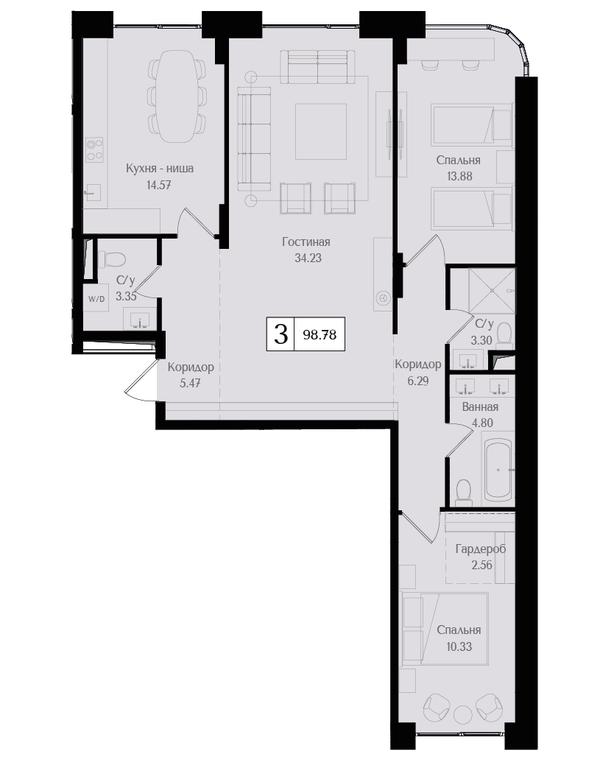 3-BD Apartment Sale, 98.8 sq. m. at Preobrazhenskaya ploschad, 1st Bukhvostova Street, Moscow, Russia #1 3-BD Apartment Sale, 98.8 sq. m. at Preobrazhenskaya ploschad, 1st Bukhvostova Street, Moscow, Russia #1
