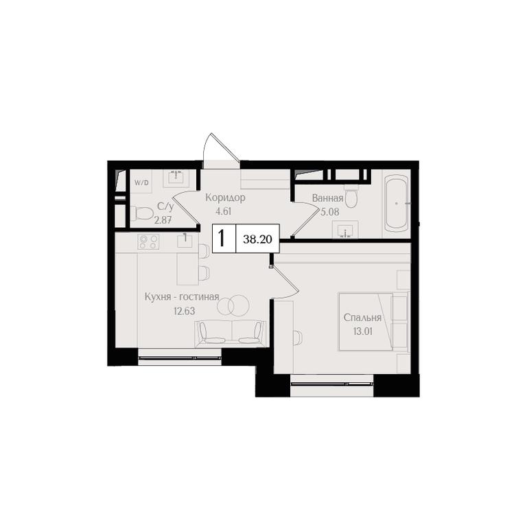 1-BD Apartment Sale, 38.2平方米 at Preobrazhenskaya ploschad, 1st Bukhvostova Street, Moscow, Russia #1 1-BD Apartment Sale, 38.2平方米 at Preobrazhenskaya ploschad, 1st Bukhvostova Street, Moscow, Russia #1