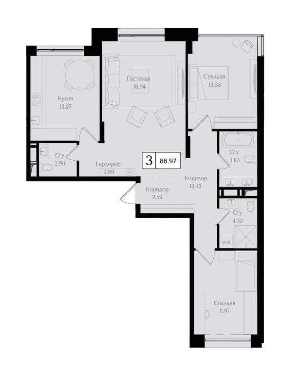 2-BD Apartment Sale, 89 sq. m. at Preobrazhenskaya ploschad, 1st Bukhvostova Street, Moscow, Russia #1 2-BD Apartment Sale, 89 sq. m. at Preobrazhenskaya ploschad, 1st Bukhvostova Street, Moscow, Russia #1