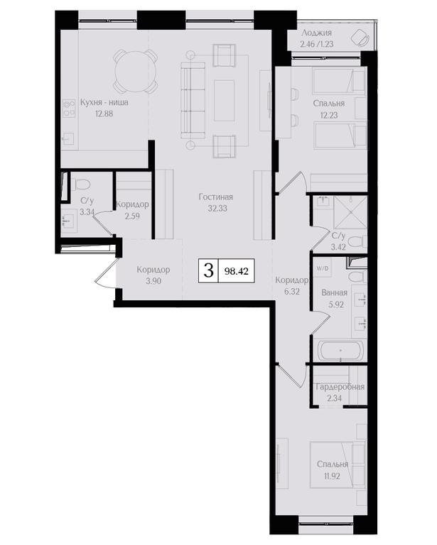 3-BD Apartment Sale, 98.5平方米 at Preobrazhenskaya ploschad, 1st Bukhvostova Street, Moscow, Russia #1