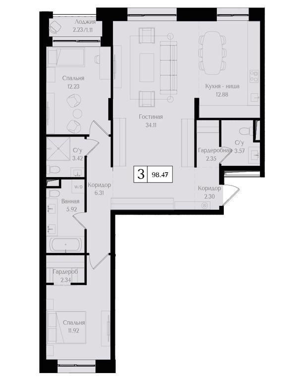 3-BD Apartment Sale, 98.6 sq. m. at Preobrazhenskaya ploschad, 1st Bukhvostova Street, Moscow, Russia #1 3-BD Apartment Sale, 98.6 sq. m. at Preobrazhenskaya ploschad, 1st Bukhvostova Street, Moscow, Russia #1