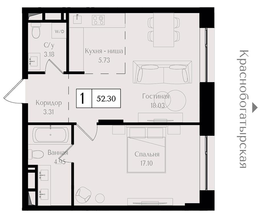1-BD Apartment Sale, 52.3 sq. m. at Preobrazhenskaya ploschad, 1st Bukhvostova Street, Moscow, Russia #2 1-BD Apartment Sale, 52.3 sq. m. at Preobrazhenskaya ploschad, 1st Bukhvostova Street, Moscow, Russia #2