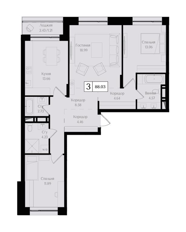 3-BD Apartment Sale, 88.1 sq. m. at Preobrazhenskaya ploschad, 1st Bukhvostova Street, Moscow, Russia #1 3-BD Apartment Sale, 88.1 sq. m. at Preobrazhenskaya ploschad, 1st Bukhvostova Street, Moscow, Russia #1