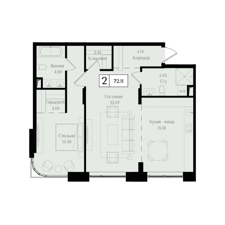 2-BD Apartment Sale, 72.1 sq. m. at Preobrazhenskaya ploschad, 1st Bukhvostova Street, Moscow, Russia #1 2-BD Apartment Sale, 72.1 sq. m. at Preobrazhenskaya ploschad, 1st Bukhvostova Street, Moscow, Russia #1