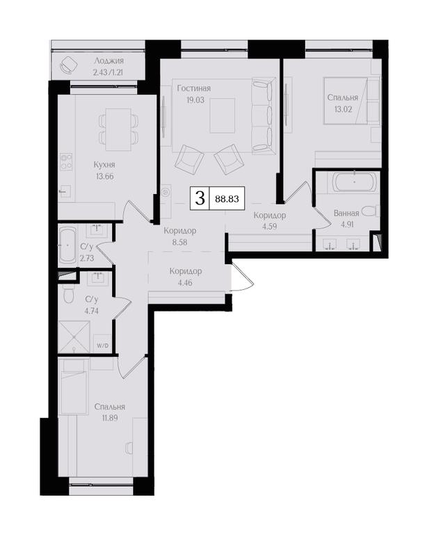 2-BD Apartment Sale, 88.9 sq. m. at Preobrazhenskaya ploschad, 1st Bukhvostova Street, Moscow, Russia #1 2-BD Apartment Sale, 88.9 sq. m. at Preobrazhenskaya ploschad, 1st Bukhvostova Street, Moscow, Russia #1