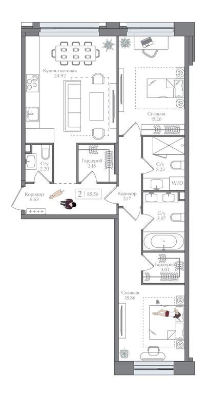 1-BD Apartment Sale, 85.56 sq. m. at Preobrazhenskaya ploschad, 1st Bukhvostova Street, Moscow, Russia #1 1-BD Apartment Sale, 85.56 sq. m. at Preobrazhenskaya ploschad, 1st Bukhvostova Street, Moscow, Russia #1