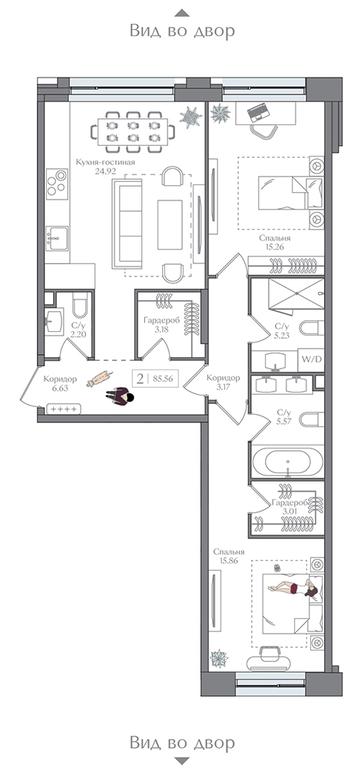 1-BD Apartment Sale, 85.56 sq. m. at Preobrazhenskaya ploschad, 1st Bukhvostova Street, Moscow, Russia #2 1-BD Apartment Sale, 85.56 sq. m. at Preobrazhenskaya ploschad, 1st Bukhvostova Street, Moscow, Russia #2