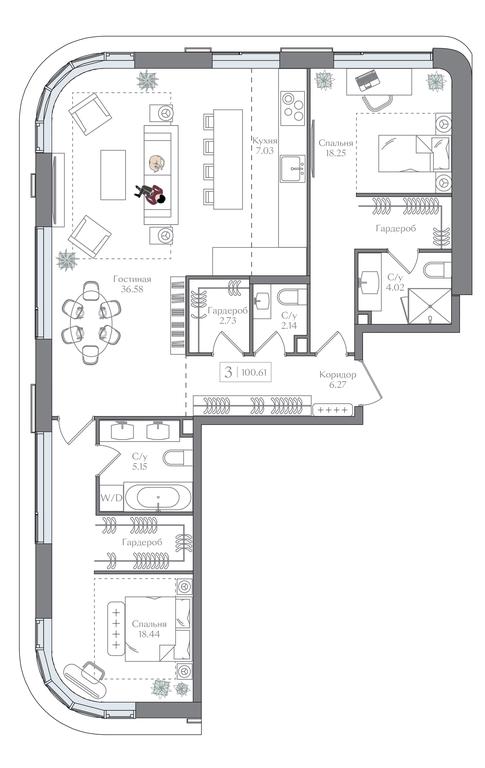 2-BD Apartment Sale, 100.61 sq. m. at Preobrazhenskaya ploschad, 1st Bukhvostova Street, Moscow, Russia #1 2-BD Apartment Sale, 100.61 sq. m. at Preobrazhenskaya ploschad, 1st Bukhvostova Street, Moscow, Russia #1