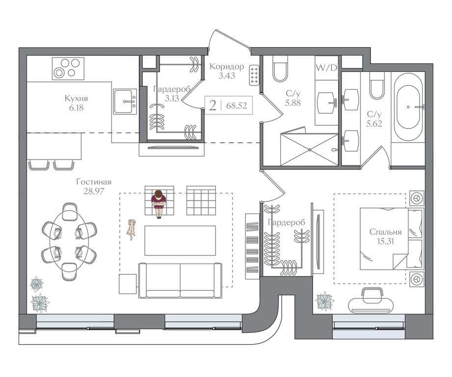 1-BD Apartment Sale, 68.52 sq. m. at Preobrazhenskaya ploschad, 1st Bukhvostova Street, Moscow, Russia #1 1-BD Apartment Sale, 68.52 sq. m. at Preobrazhenskaya ploschad, 1st Bukhvostova Street, Moscow, Russia #1