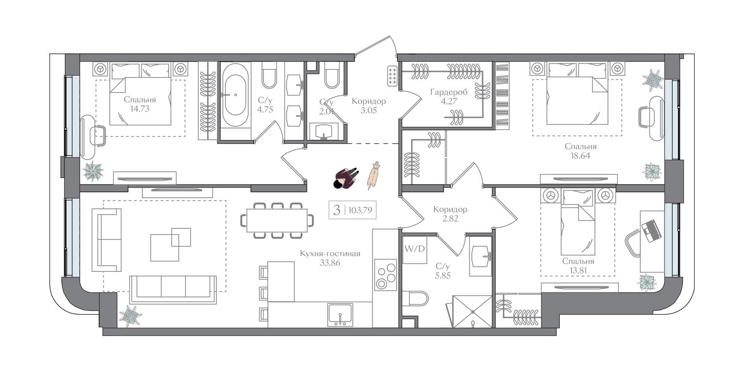 3-BD Apartment Sale, 103.79平方米 at Preobrazhenskaya ploschad, 1st Bukhvostova Street, Moscow, Russia #1 3-BD Apartment Sale, 103.79平方米 at Preobrazhenskaya ploschad, 1st Bukhvostova Street, Moscow, Russia #1