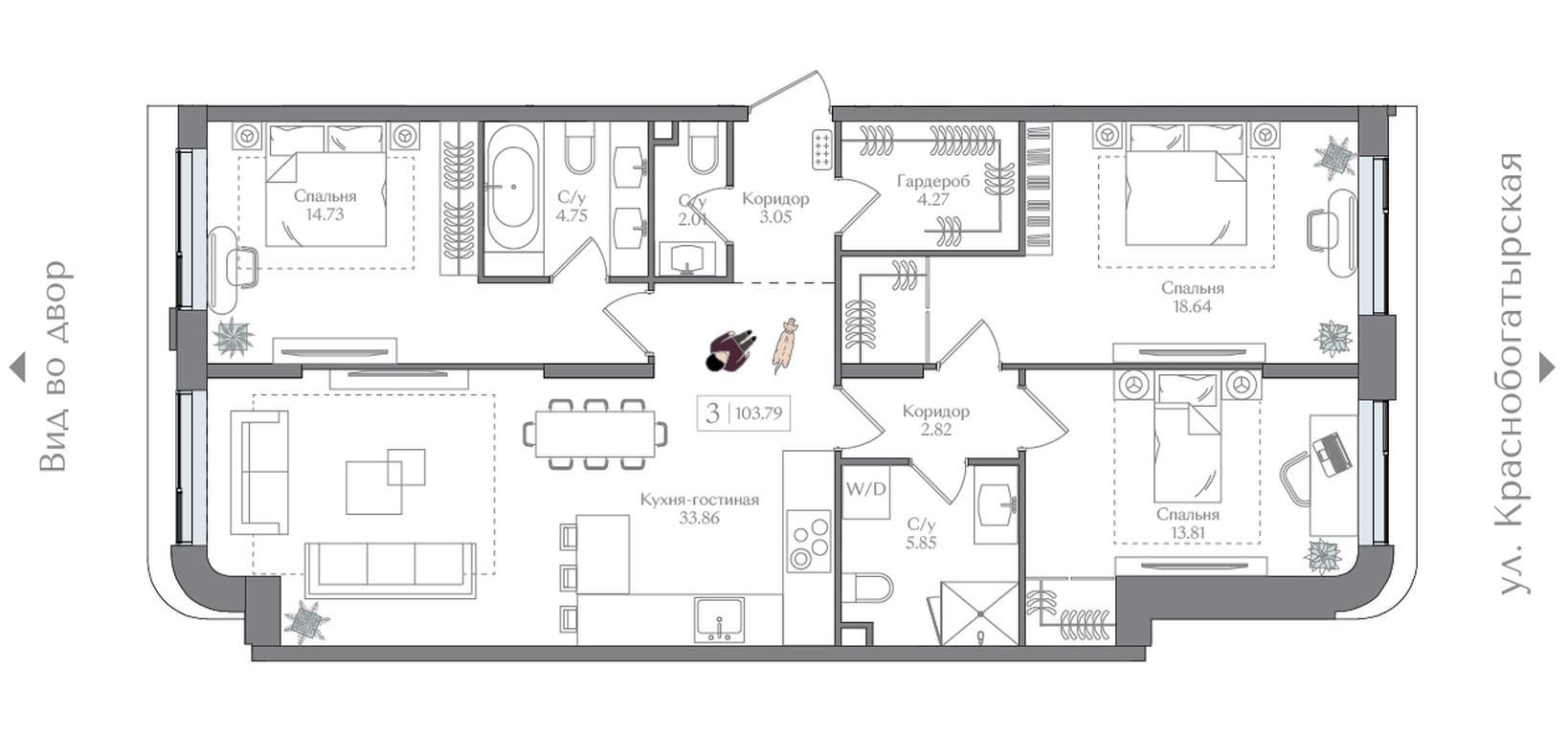 3-BD Apartment Sale, 103.79平方米 at Preobrazhenskaya ploschad, 1st Bukhvostova Street, Moscow, Russia #2 3-BD Apartment Sale, 103.79平方米 at Preobrazhenskaya ploschad, 1st Bukhvostova Street, Moscow, Russia #2