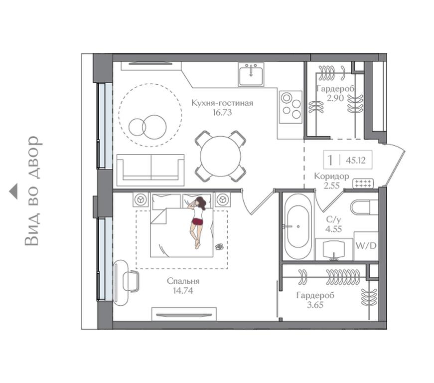 1-BD Apartment Sale, 45.12平方米 at Preobrazhenskaya ploschad, 1st Bukhvostova Street, Moscow, Russia #2 1-BD Apartment Sale, 45.12平方米 at Preobrazhenskaya ploschad, 1st Bukhvostova Street, Moscow, Russia #2
