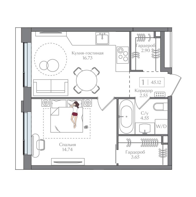 1-BD Apartment Sale, 45.12 sq. m. at Preobrazhenskaya ploschad, 1st Bukhvostova Street, Moscow, Russia #1 1-BD Apartment Sale, 45.12 sq. m. at Preobrazhenskaya ploschad, 1st Bukhvostova Street, Moscow, Russia #1