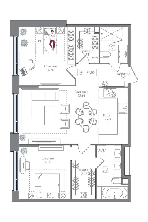 2-BD Apartment Sale, 81.35 sq. m. at Preobrazhenskaya ploschad, 1st Bukhvostova Street, Moscow, Russia #1 2-BD Apartment Sale, 81.35 sq. m. at Preobrazhenskaya ploschad, 1st Bukhvostova Street, Moscow, Russia #1