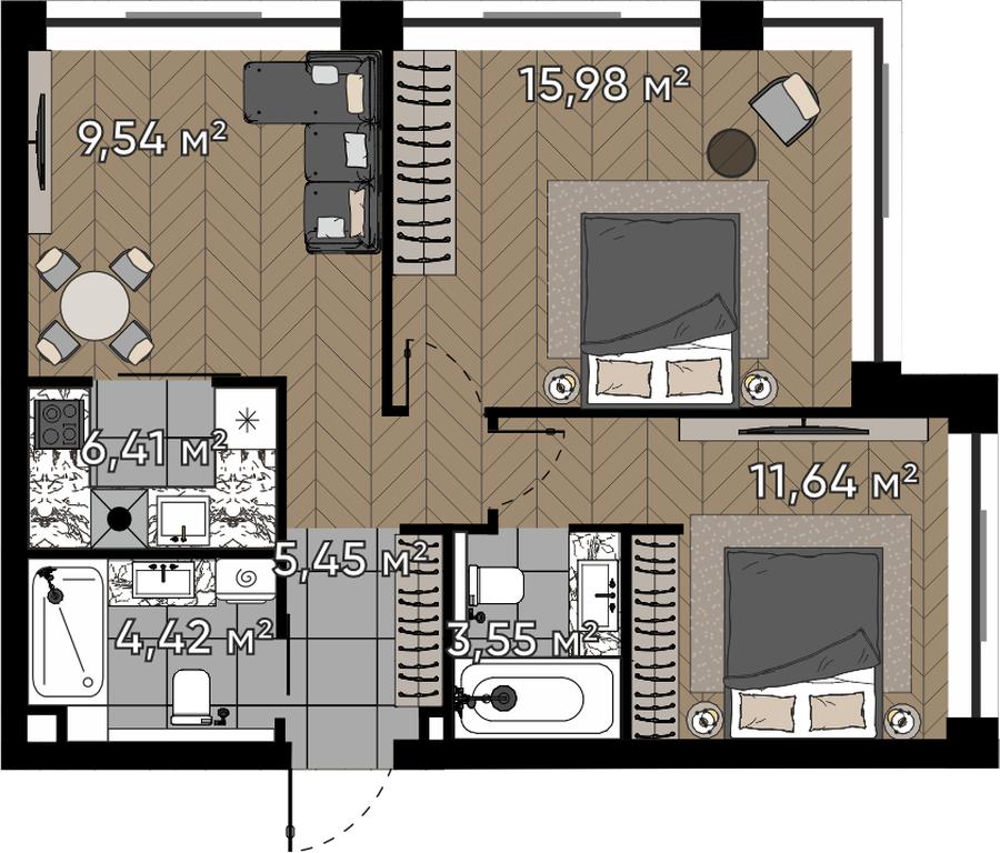 3-BD Apartment Sale, 56.99 sq. m. at Kvartal Serebryany Bor, Berzarina Street, Moscow, Russia #1 3-BD Apartment Sale, 56.99 sq. m. at Kvartal Serebryany Bor, Berzarina Street, Moscow, Russia #1