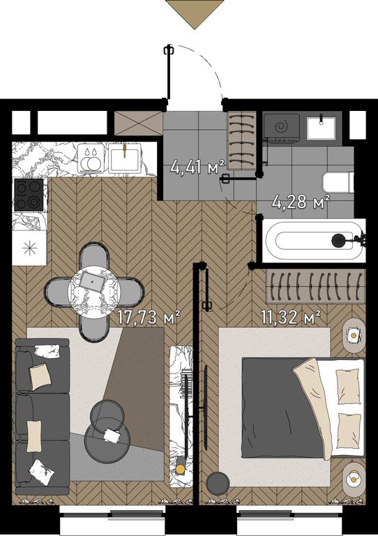 2-BD Apartment Sale, 38.3 sq. m. at Zorge 9, Zorge Street, 9к1, Moscow, Russia #1