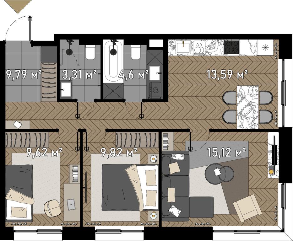 4-BD Apartment Sale, 67.6平方米 at Zorge 9, Zorge Street, 9к1, Moscow, Russia #1 4-BD Apartment Sale, 67.6平方米 at Zorge 9, Zorge Street, 9к1, Moscow, Russia #1