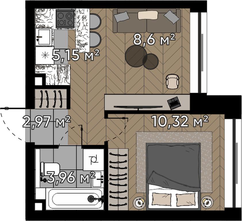 2-BD Apartment Sale, 31 sq. m. at Kvartal Serebryany Bor, Berzarina Street, Moscow, Russia #1 2-BD Apartment Sale, 31 sq. m. at Kvartal Serebryany Bor, Berzarina Street, Moscow, Russia #1