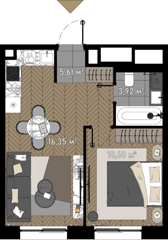 2-BD Apartment Sale, 37 sq. m. at Zorge 9, Zorge Street, 9к1, Moscow, Russia #1