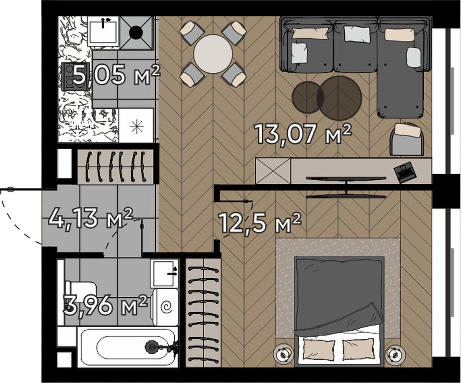 2-BD Apartment Sale, 38.71 sq. m. at Kvartal Serebryany Bor, Berzarina Street, Moscow, Russia #1