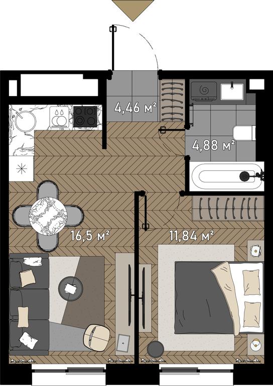 2-BD Apartment Sale, 38.2 sq. m. at Zorge 9, Zorge Street, 9к1, Moscow, Russia #1