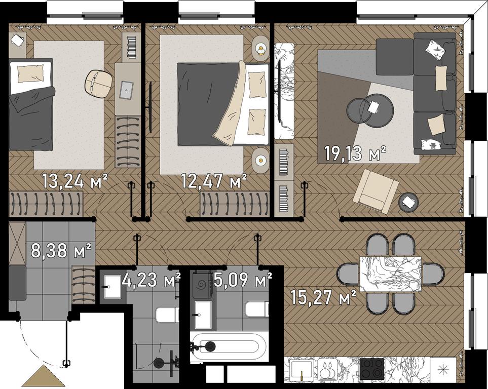 4-BD Apartment Sale, 78.1 sq. m. at Zorge 9, Zorge Street, 9к1, Moscow, Russia #1 4-BD Apartment Sale, 78.1 sq. m. at Zorge 9, Zorge Street, 9к1, Moscow, Russia #1