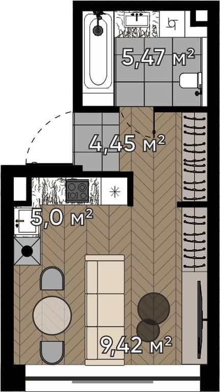1-BD Apartment Sale, 24.34平方米 at Kvartal Serebryany Bor, Berzarina Street, Moscow, Russia #1 1-BD Apartment Sale, 24.34平方米 at Kvartal Serebryany Bor, Berzarina Street, Moscow, Russia #1