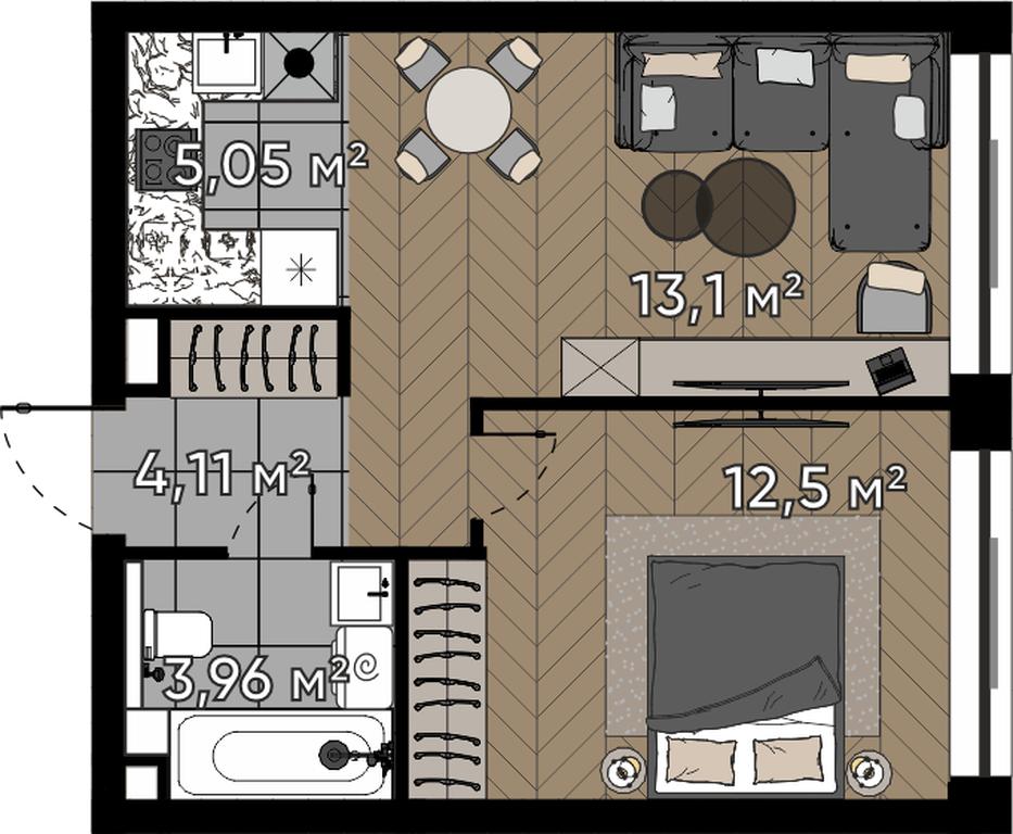 2-BD Apartment Sale, 38.72 sq. m. at Kvartal Serebryany Bor, Berzarina Street, Moscow, Russia #1 2-BD Apartment Sale, 38.72 sq. m. at Kvartal Serebryany Bor, Berzarina Street, Moscow, Russia #1