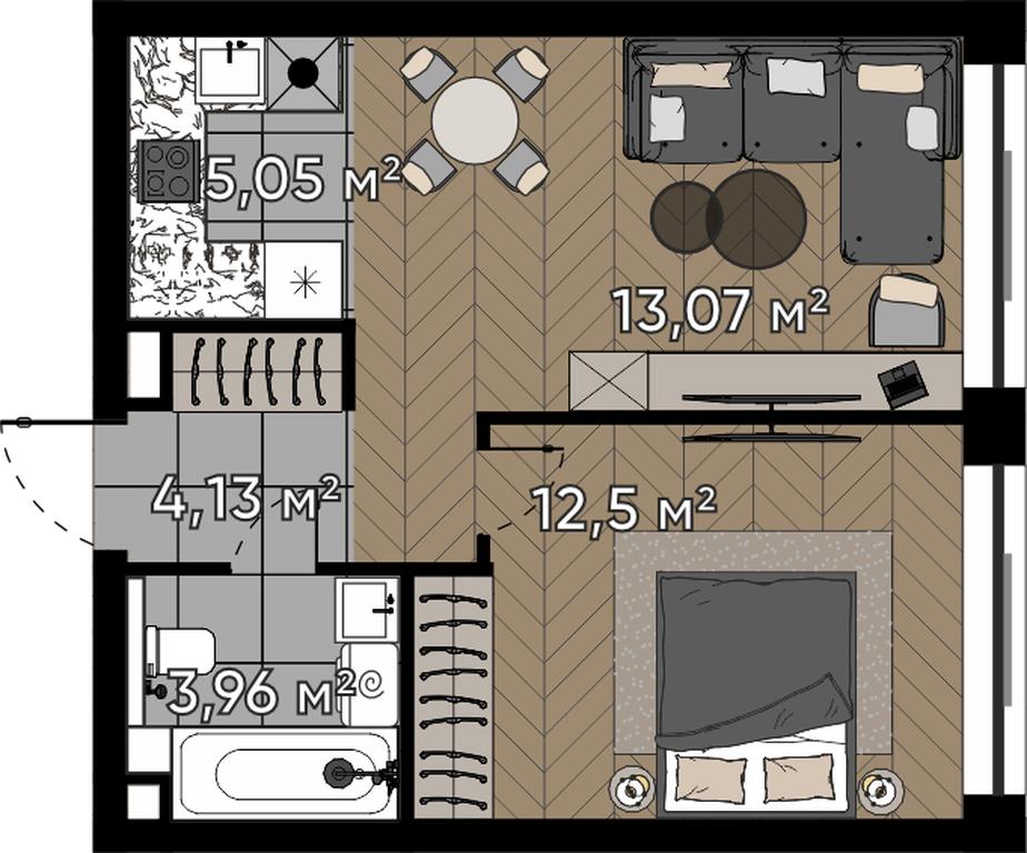 2-BD Apartment Sale, 38.71 sq. m. at Kvartal Serebryany Bor, Berzarina Street, Moscow, Russia #1 2-BD Apartment Sale, 38.71 sq. m. at Kvartal Serebryany Bor, Berzarina Street, Moscow, Russia #1