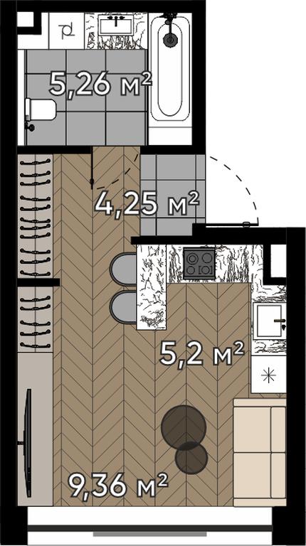 1-BD Apartment Sale, 24.07 sq. m. at Kvartal Serebryany Bor, Berzarina Street, Moscow, Russia #1 1-BD Apartment Sale, 24.07 sq. m. at Kvartal Serebryany Bor, Berzarina Street, Moscow, Russia #1