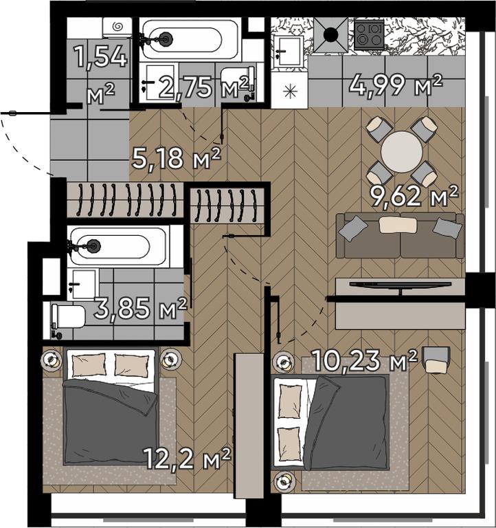 3-BD Apartment Sale, 50.36平方米 at Kvartal Serebryany Bor, Berzarina Street, Moscow, Russia #1 3-BD Apartment Sale, 50.36平方米 at Kvartal Serebryany Bor, Berzarina Street, Moscow, Russia #1
