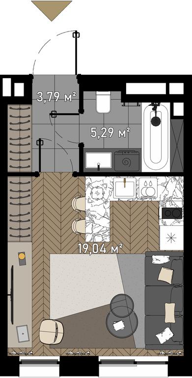 1-BD Apartment Sale, 27.5 sq. m. at Zorge 9, Zorge Street, 9к1, Moscow, Russia #1