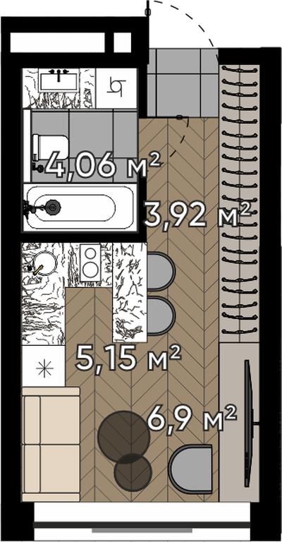 1-BD Apartment Sale, 20.03平方米 at Kvartal Serebryany Bor, Berzarina Street, Moscow, Russia #1