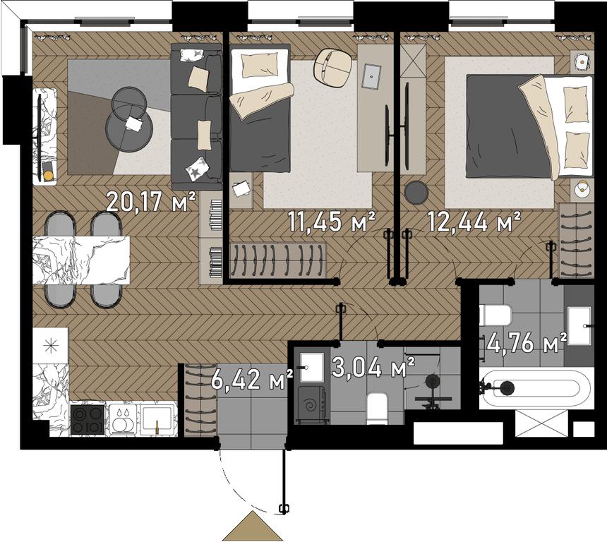 3-BD Apartment Sale, 59.4平方米 at Zorge 9, Zorge Street, 9к1, Moscow, Russia #1 3-BD Apartment Sale, 59.4平方米 at Zorge 9, Zorge Street, 9к1, Moscow, Russia #1