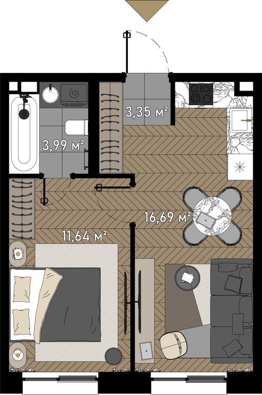 2-BD Apartment Sale, 36.8 sq. m. at Zorge 9, Zorge Street, 9к1, Moscow, Russia #1