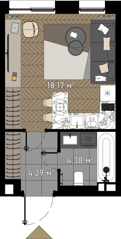 1-BD Apartment Sale, 27.2 sq. m. at Zorge 9, Zorge Street, 9к1, Moscow, Russia #1