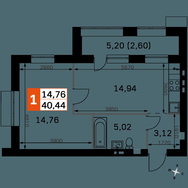 1-BD Apartment Sale, 40.44 sq. m. at Zhavoronki Club, zhiloy kompleks Akkord Smart-kvartal, Mitkino Village, Odintsovskiy City District, Moscow Region, Russia #2 1-BD Apartment Sale, 40.44 sq. m. at Zhavoronki Club, zhiloy kompleks Akkord Smart-kvartal, Mitkino Village, Odintsovskiy City District, Moscow Region, Russia #2