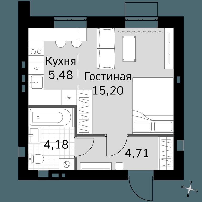 Apartment Sale, 29.57 sq. m. at Zhavoronki Club, zhiloy kompleks Akkord Smart-kvartal, Mitkino Village, Odintsovskiy City District, Moscow Region, Russia #1 Apartment Sale, 29.57 sq. m. at Zhavoronki Club, zhiloy kompleks Akkord Smart-kvartal, Mitkino Village, Odintsovskiy City District, Moscow Region, Russia #1