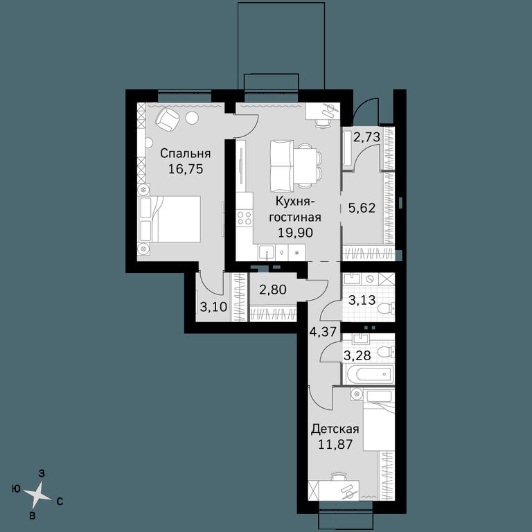 2-BD Apartment Sale, 73.55 sq. m. at Zhavoronki Club, zhiloy kompleks Akkord Smart-kvartal, Mitkino Village, Odintsovskiy City District, Moscow Region, Russia #1 2-BD Apartment Sale, 73.55 sq. m. at Zhavoronki Club, zhiloy kompleks Akkord Smart-kvartal, Mitkino Village, Odintsovskiy City District, Moscow Region, Russia #1