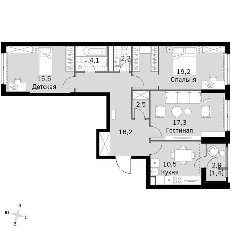 3-BD Apartment Sale, 89 sq. m. at Sky Garden, Stroitelny Drive, 9с6, Moscow, Russia #1 3-BD Apartment Sale, 89 sq. m. at Sky Garden, Stroitelny Drive, 9с6, Moscow, Russia #1