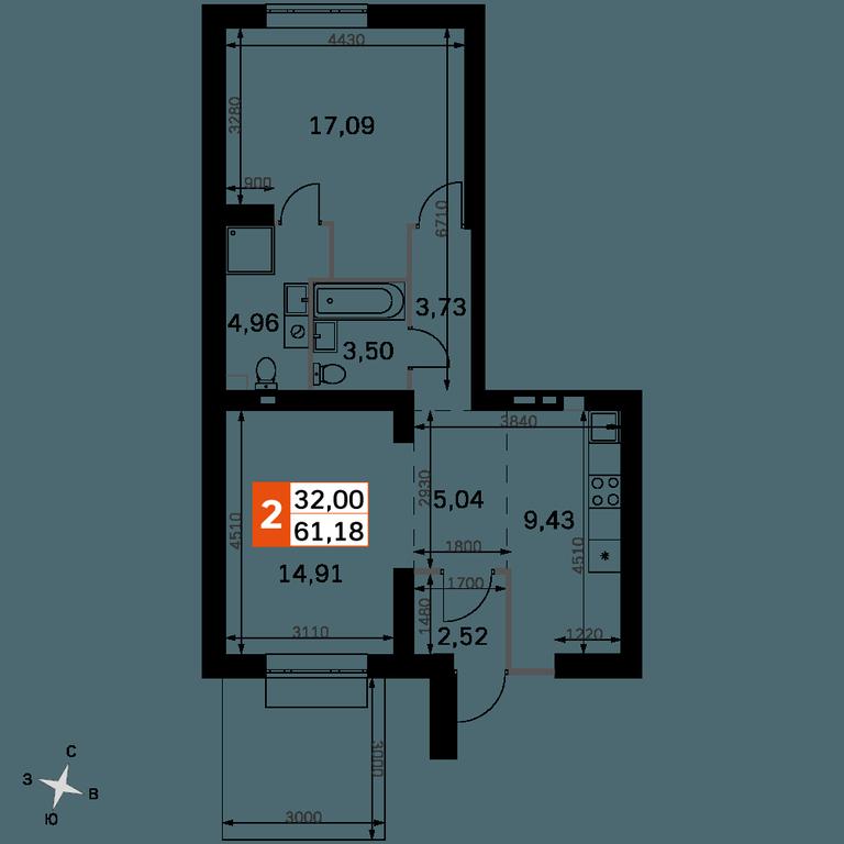 2-BD Apartment Sale, 61.18 sq. m. at Zhavoronki Club, zhiloy kompleks Akkord Smart-kvartal, Mitkino Village, Odintsovskiy City District, Moscow Region, Russia #2 2-BD Apartment Sale, 61.18 sq. m. at Zhavoronki Club, zhiloy kompleks Akkord Smart-kvartal, Mitkino Village, Odintsovskiy City District, Moscow Region, Russia #2