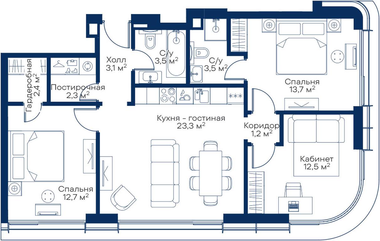 3-BD Apartment Sale, 76.62平方米 at City Bay, Volokolamskoye Highway, 95с3, Moscow, Russia #1 3-BD Apartment Sale, 76.62平方米 at City Bay, Volokolamskoye Highway, 95с3, Moscow, Russia #1