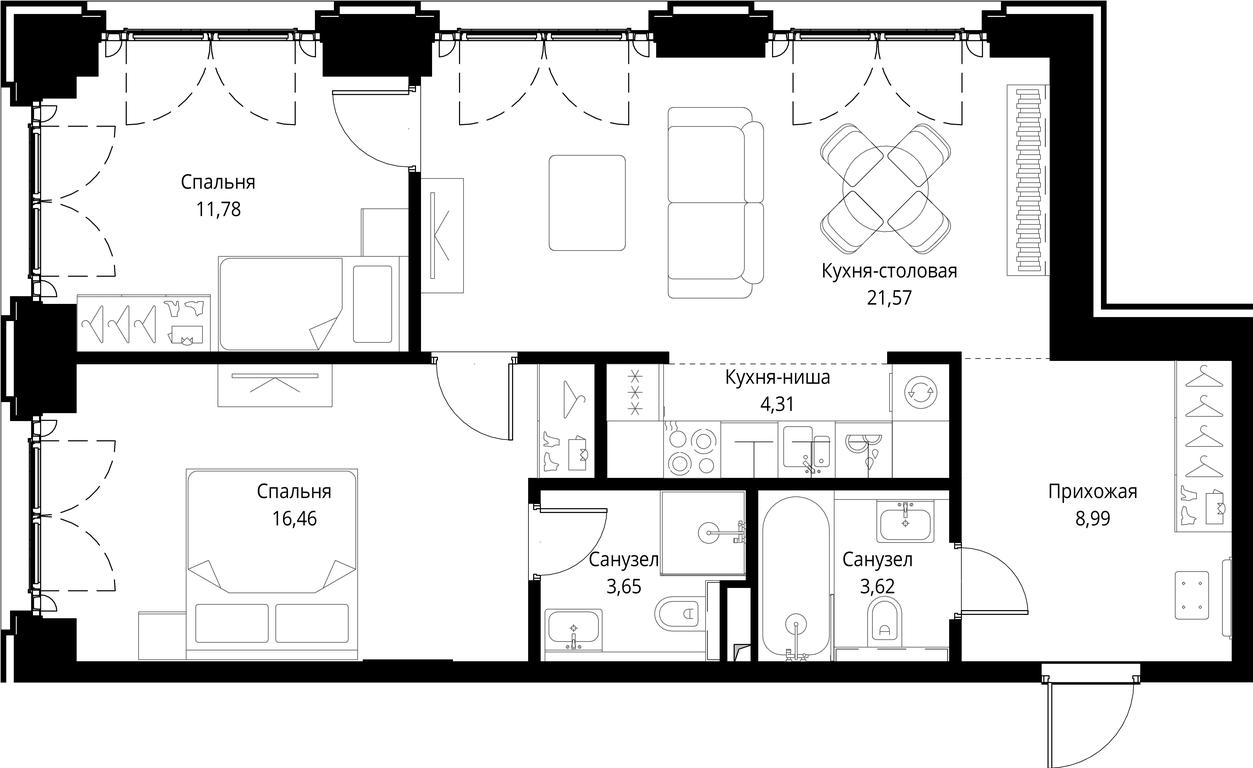 2-BD Apartment Sale, 70.38 sq. m. at City Bay, Volokolamskoye Highway, 95с3, Moscow, Russia #1 2-BD Apartment Sale, 70.38 sq. m. at City Bay, Volokolamskoye Highway, 95с3, Moscow, Russia #1