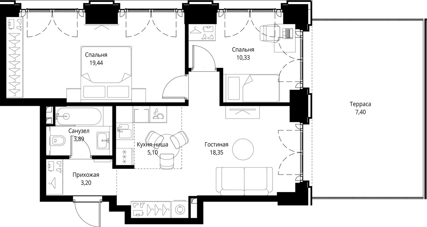2-BD Apartment Sale, 67.71平方米 at City Bay, Volokolamskoye Highway, 95с3, Moscow, Russia #1 2-BD Apartment Sale, 67.71平方米 at City Bay, Volokolamskoye Highway, 95с3, Moscow, Russia #1