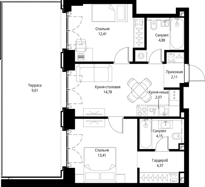2-BD Apartment Sale, 67.79平方米 at City Bay, Volokolamskoye Highway, 95с3, Moscow, Russia #1 2-BD Apartment Sale, 67.79平方米 at City Bay, Volokolamskoye Highway, 95с3, Moscow, Russia #1